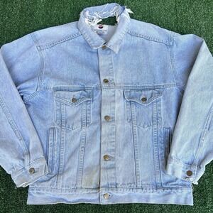 Vintage 90s Men's Pepsi Light Blue Distressed‎ Trucker Jean Jacket Medium 24x25"